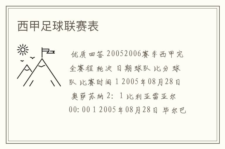 西甲足球联赛表
