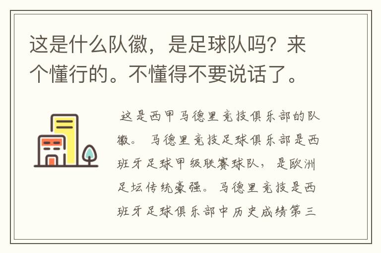 这是什么队徽,是足球队吗?来个懂行的。不懂得不要说话了。