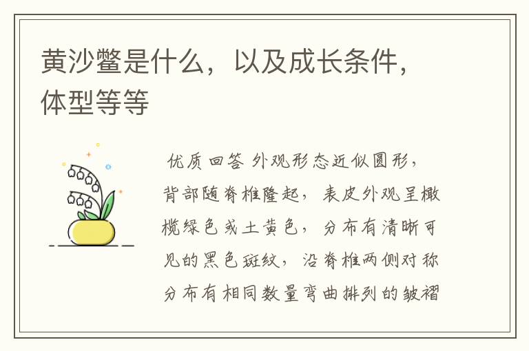 黄沙鳖是什么,以及成长条件,体型等等