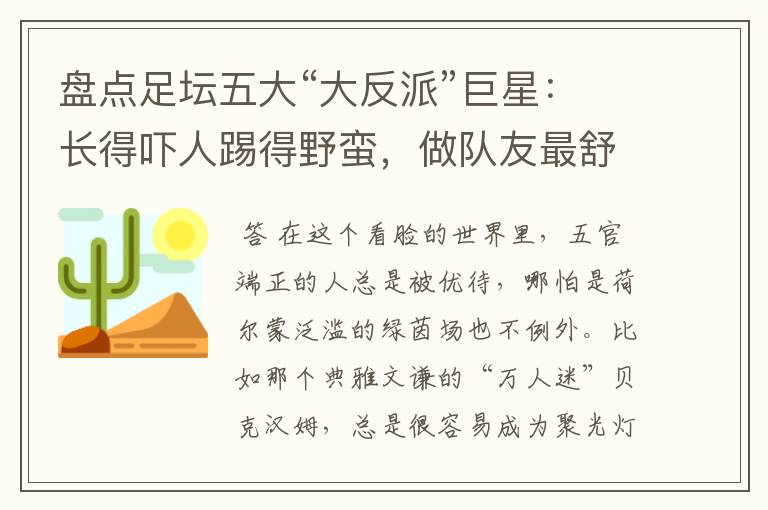 盘点足坛五大“大反派”巨星:长得吓人踢得野蛮,做队友最舒服