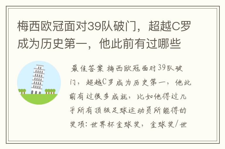 梅西欧冠面对39队破门,超越C罗成为历史第一,他此前有过哪些成就?
