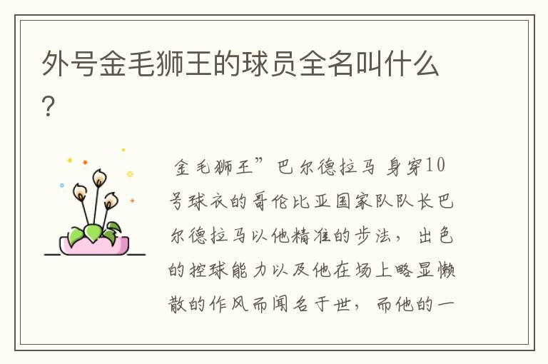外号金毛狮王的球员全名叫什么?