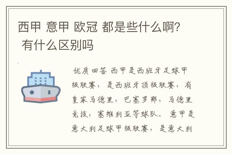 西甲 意甲 欧冠 都是些什么啊? 有什么区别吗