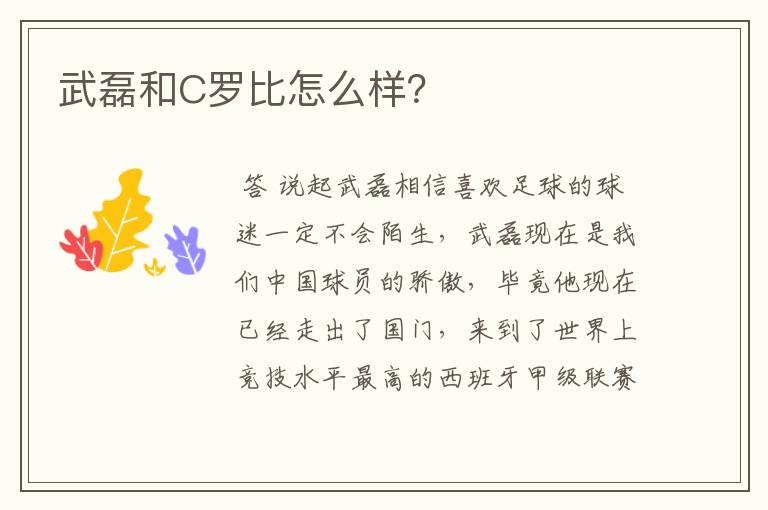 武磊和C罗比怎么样?
