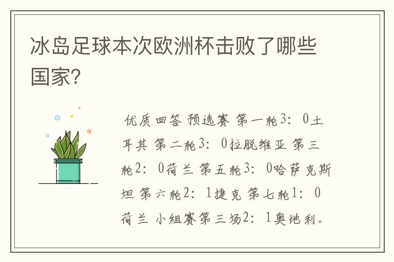 冰岛足球本次欧洲杯击败了哪些国家？