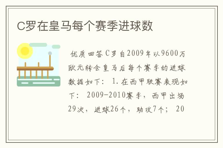 C罗在皇马每个赛季进球数