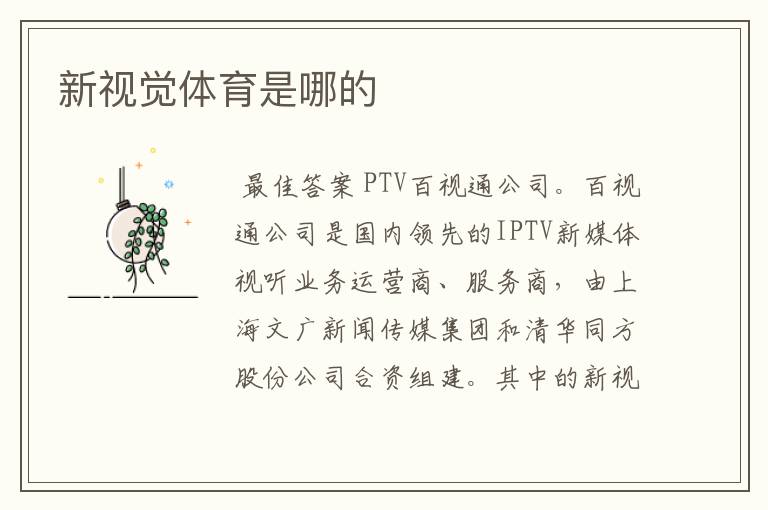 新视觉体育是哪的