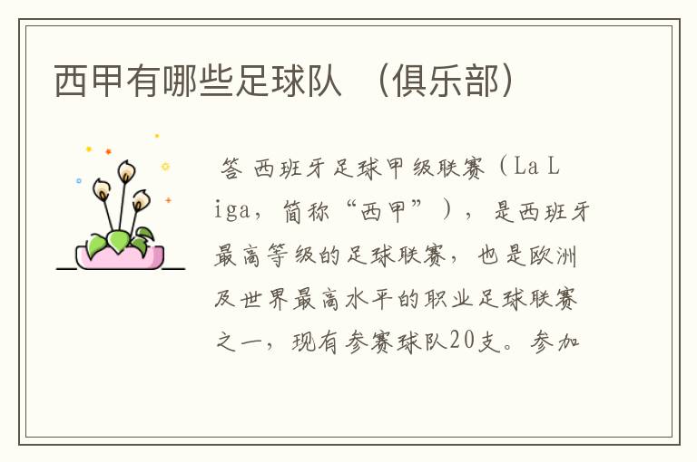 西甲有哪些足球队 (俱乐部)