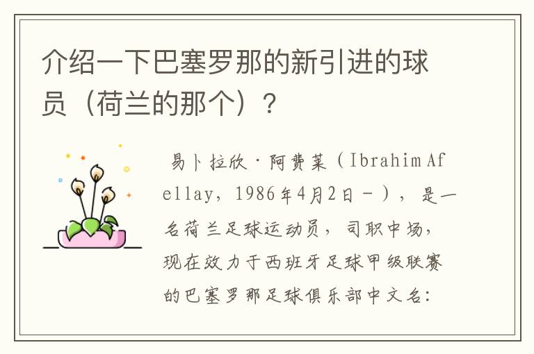 介绍一下巴塞罗那的新引进的球员(荷兰的那个)?