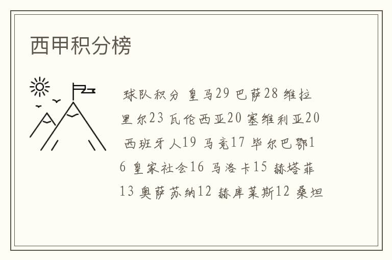 西甲积分榜
