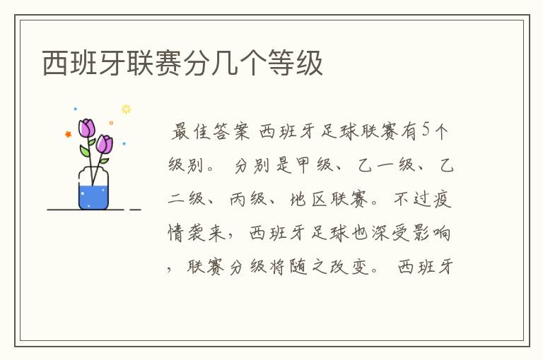 西班牙联赛分几个等级
