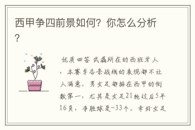 西甲争四前景如何?你怎么分析?