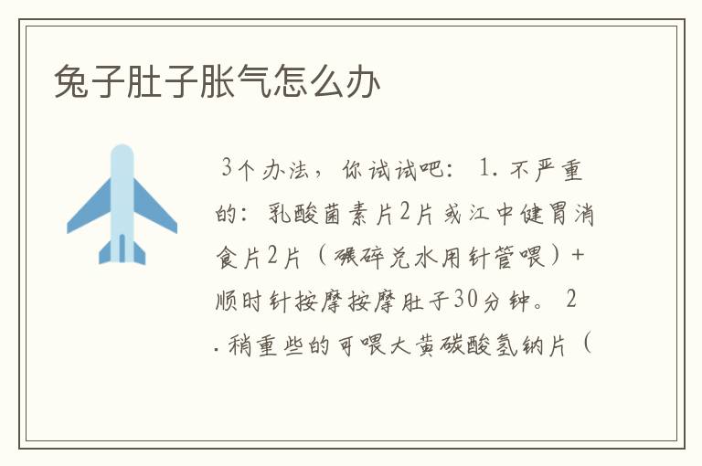 兔子肚子胀气怎么办