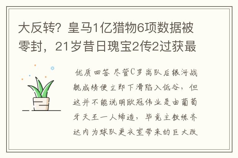 大反转?皇马1亿猎物6项数据被零封,21岁昔日瑰宝2传2过获最佳