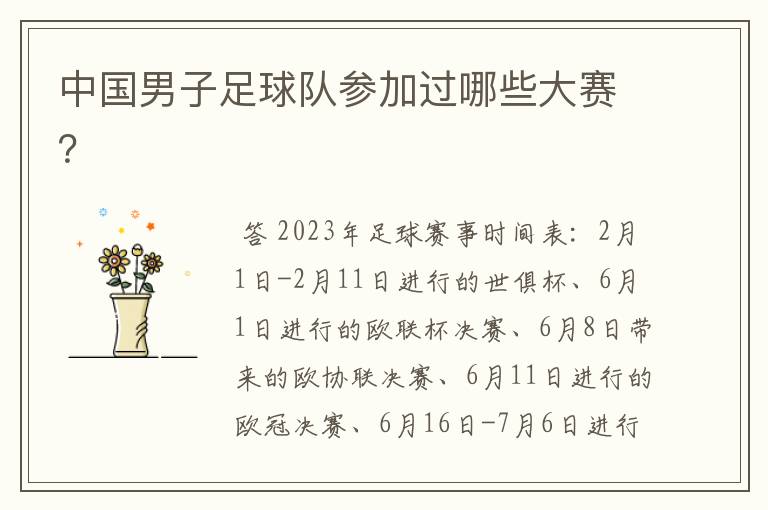 中国男子足球队参加过哪些大赛?