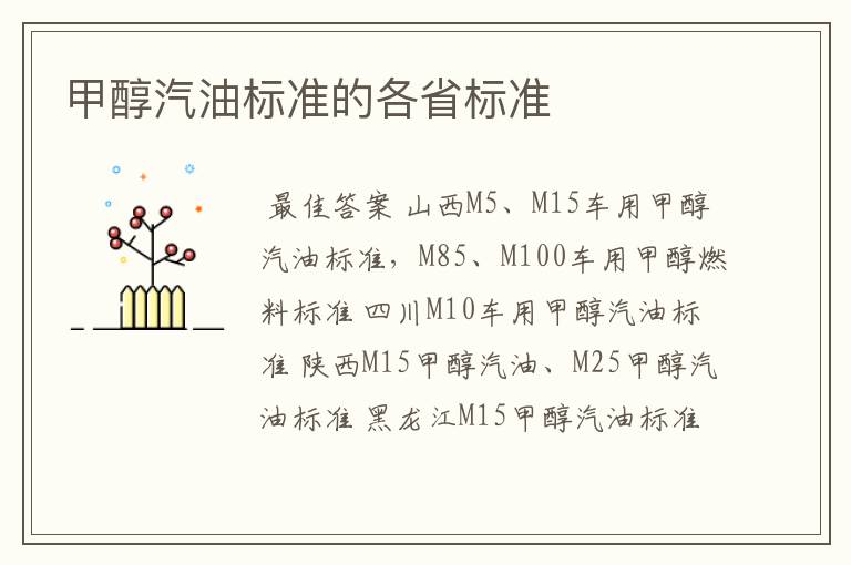 甲醇汽油标准的各省标准