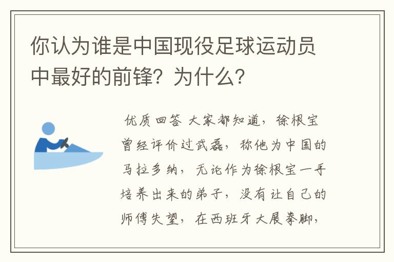 你认为谁是中国现役足球运动员中最好的前锋?为什么?