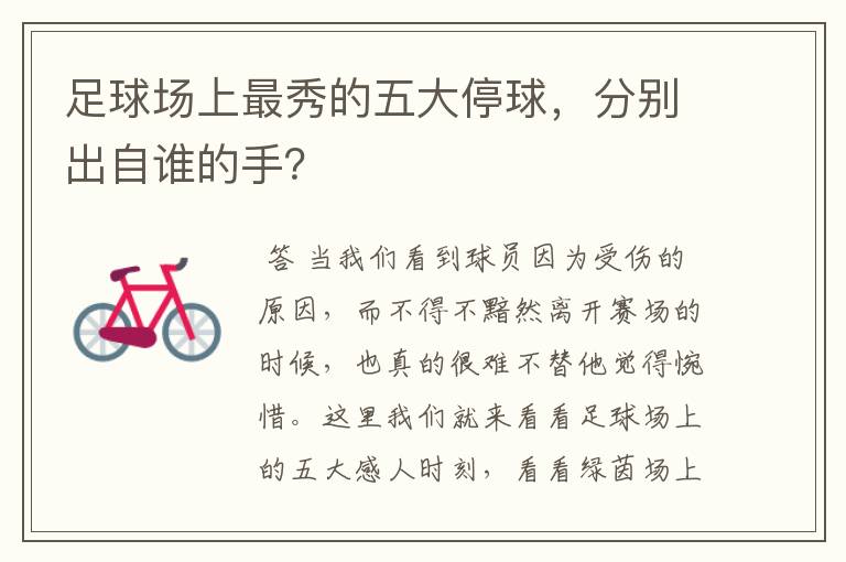足球场上最秀的五大停球,分别出自谁的手?