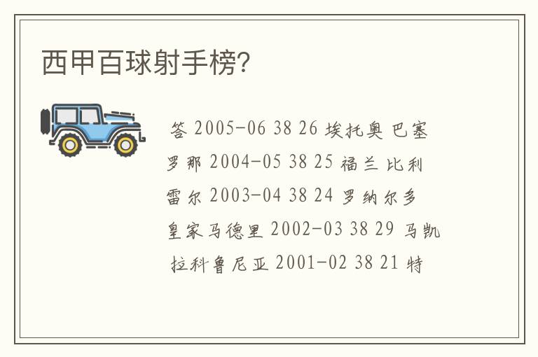 西甲百球射手榜?