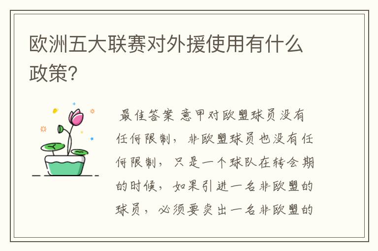 欧洲五大联赛对外援使用有什么政策?