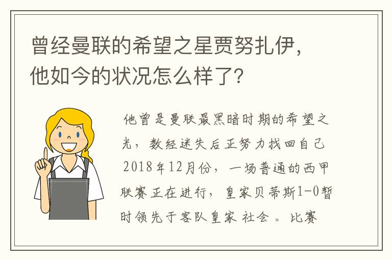 曾经曼联的希望之星贾努扎伊,他如今的状况怎么样了?