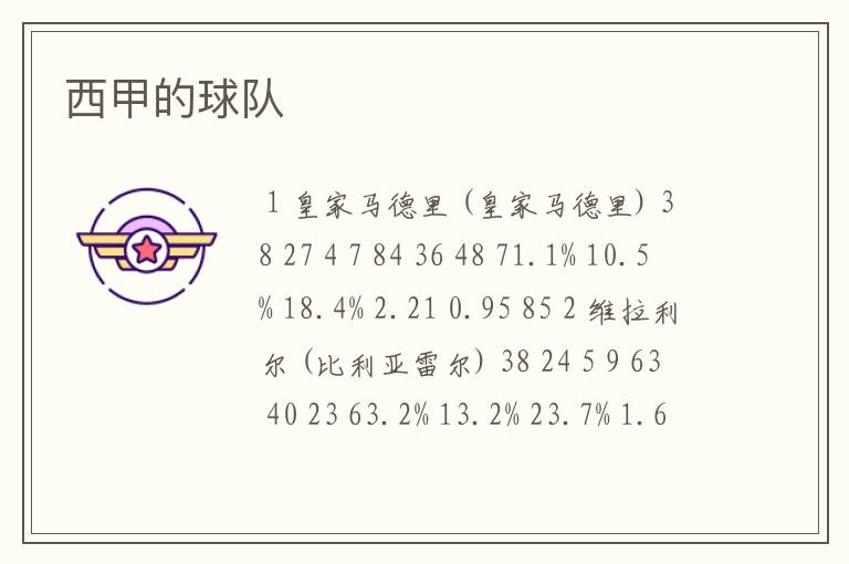 西甲的球队