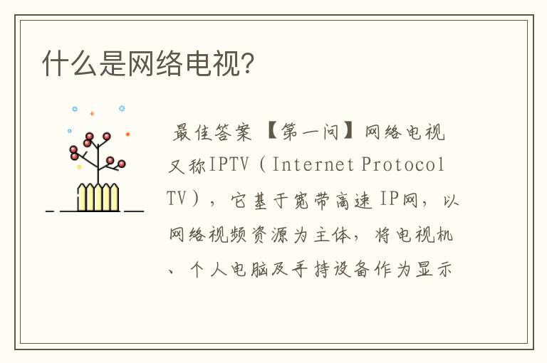 什么是网络电视?