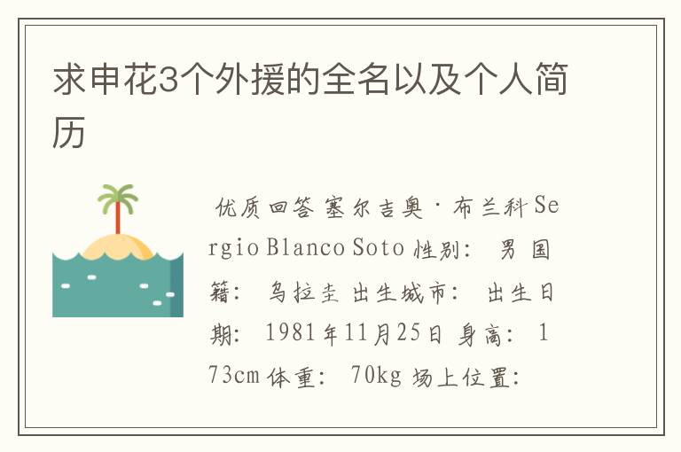 求申花3个外援的全名以及个人简历