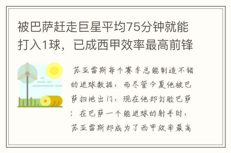 被巴萨赶走巨星平均75分钟就能打入1球,已成西甲效率最高前锋