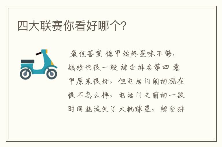四大联赛你看好哪个?
