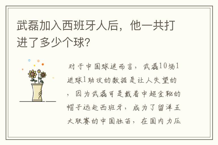 武磊加入西班牙人后,他一共打进了多少个球?