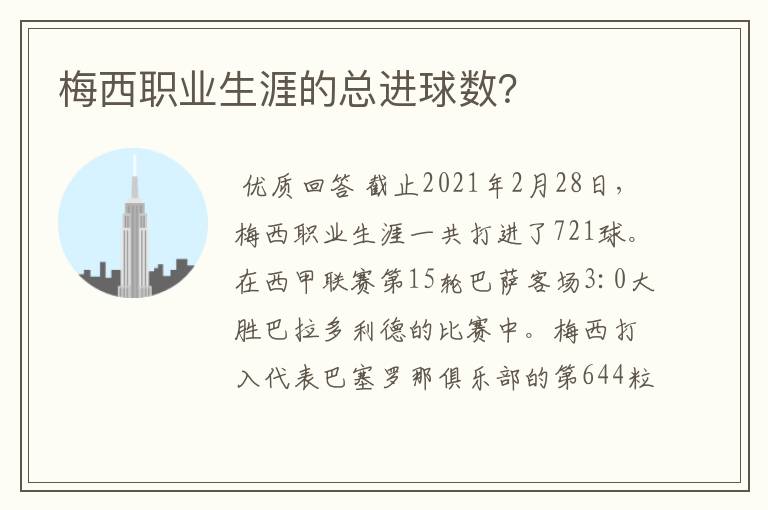 梅西职业生涯的总进球数?