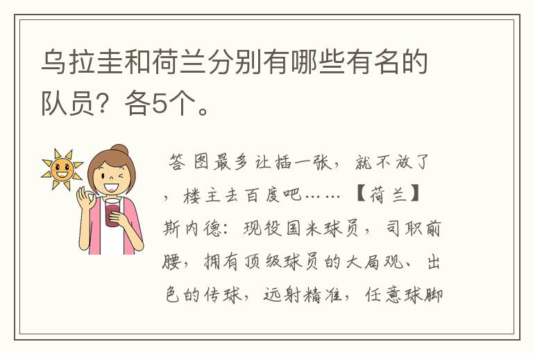 乌拉圭和荷兰分别有哪些有名的队员?各5个。