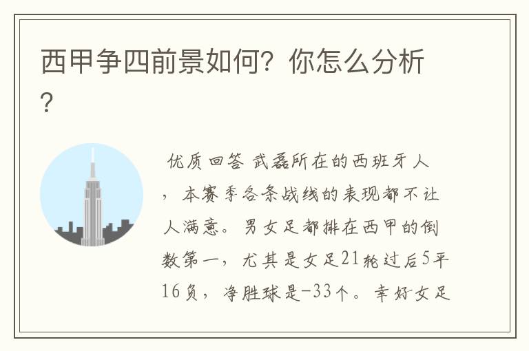 西甲争四前景如何?你怎么分析?