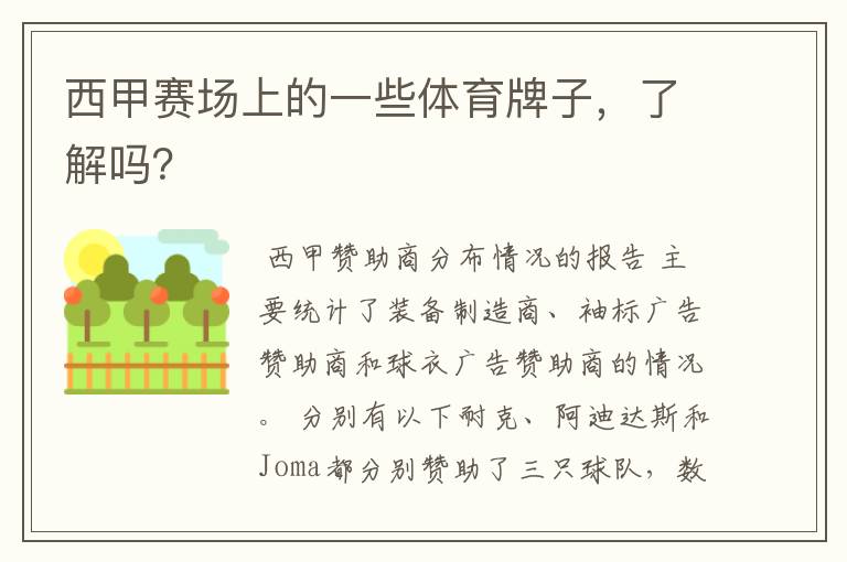 西甲赛场上的一些体育牌子,了解吗?