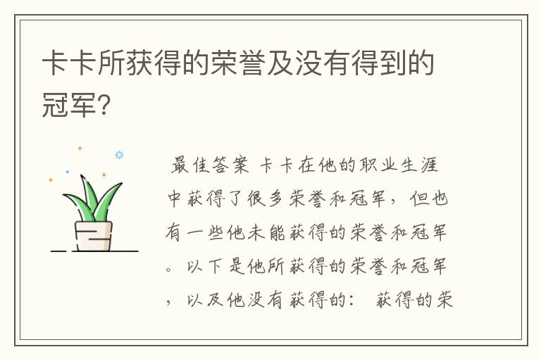 卡卡所获得的荣誉及没有得到的冠军?