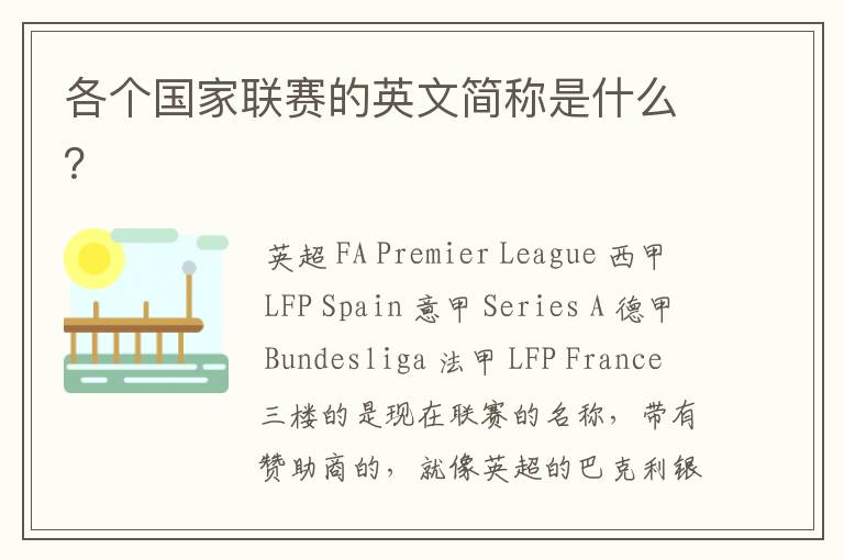 各个国家联赛的英文简称是什么?