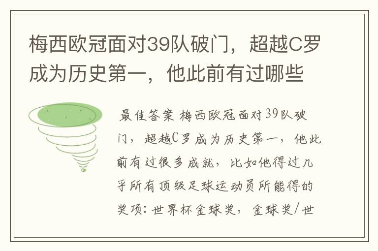 梅西欧冠面对39队破门,超越C罗成为历史第一,他此前有过哪些成就?