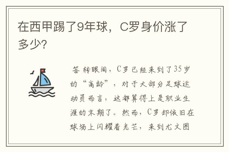 在西甲踢了9年球,C罗身价涨了多少?