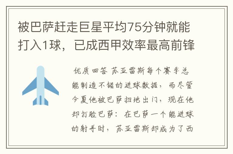 被巴萨赶走巨星平均75分钟就能打入1球,已成西甲效率最高前锋