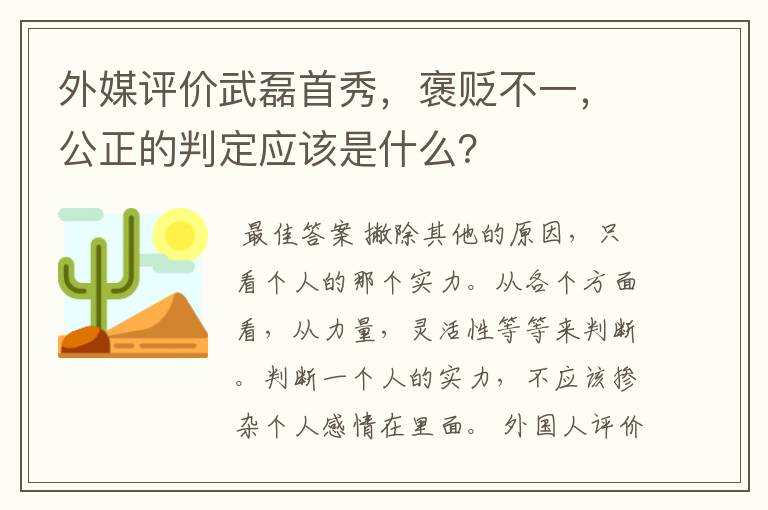 外媒评价武磊首秀,褒贬不一,公正的判定应该是什么?