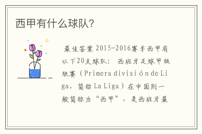 西甲有什么球队?