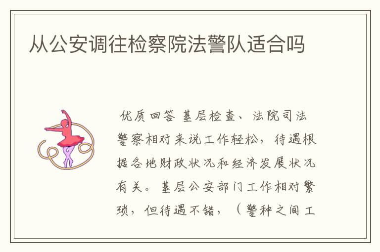从公安调往检察院法警队适合吗