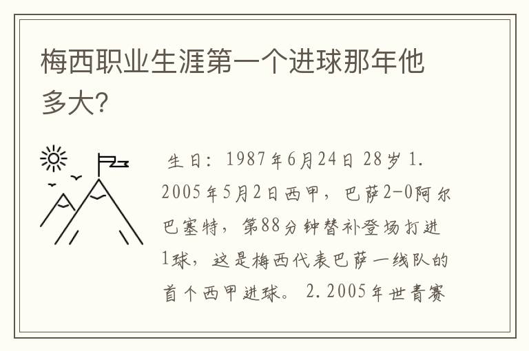 梅西职业生涯第一个进球那年他多大?