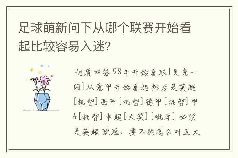 足球萌新问下从哪个联赛开始看起比较容易入迷?