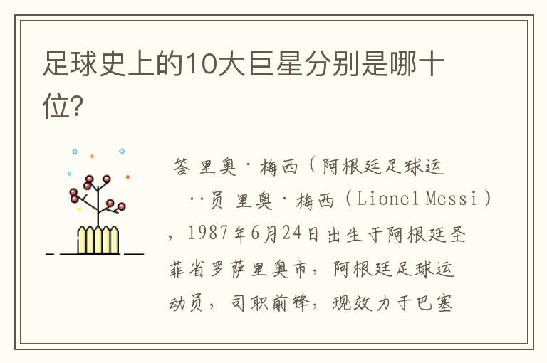 足球史上的10大巨星分别是哪十位?
