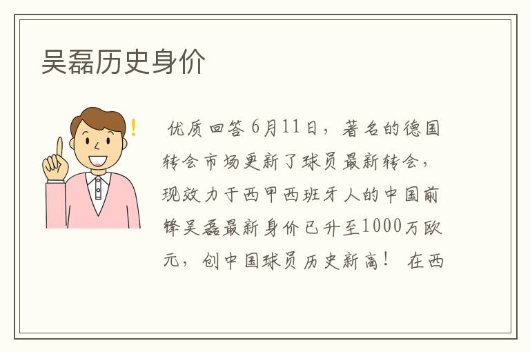 吴磊历史身价