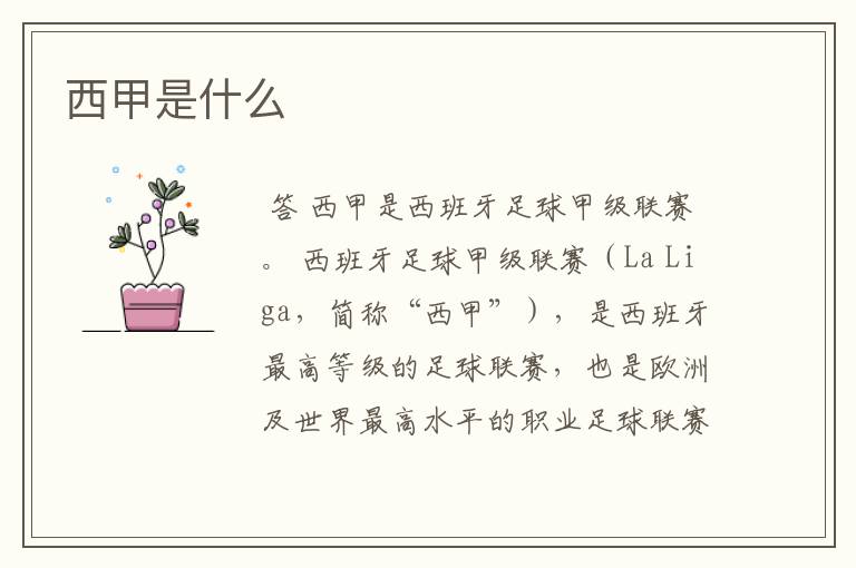 西甲是什么