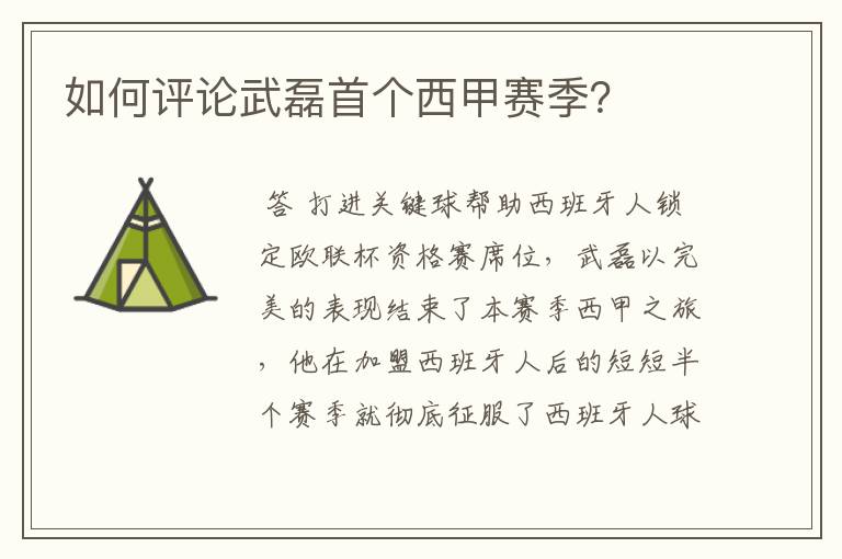 如何评论武磊首个西甲赛季?