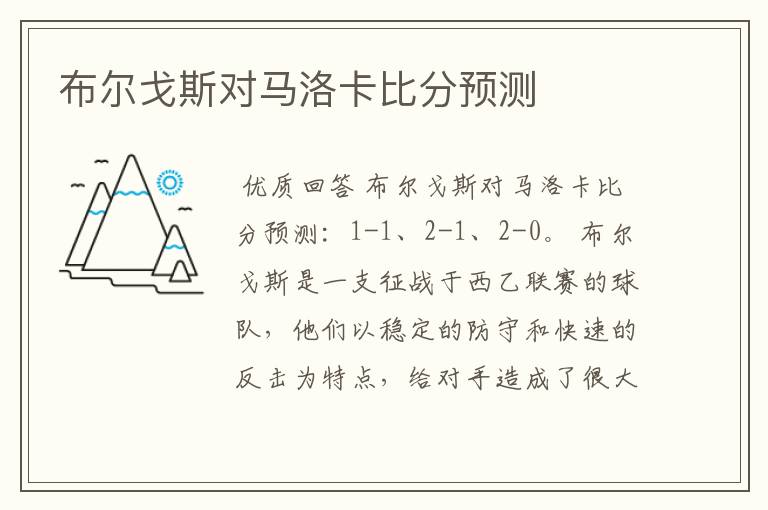 布尔戈斯对马洛卡比分预测